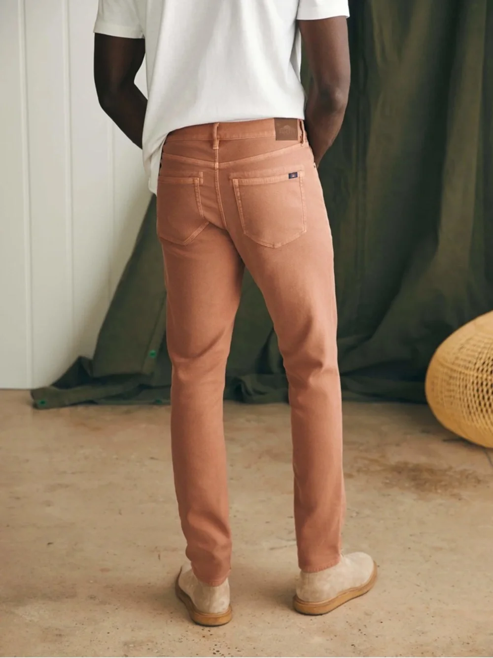 Faherty Stretch Terry 5 Pocket Pants Mens 38x27 Athletic Fit Mesa Red